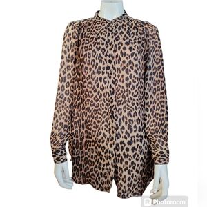 size medium sheer animal print button up by h&m